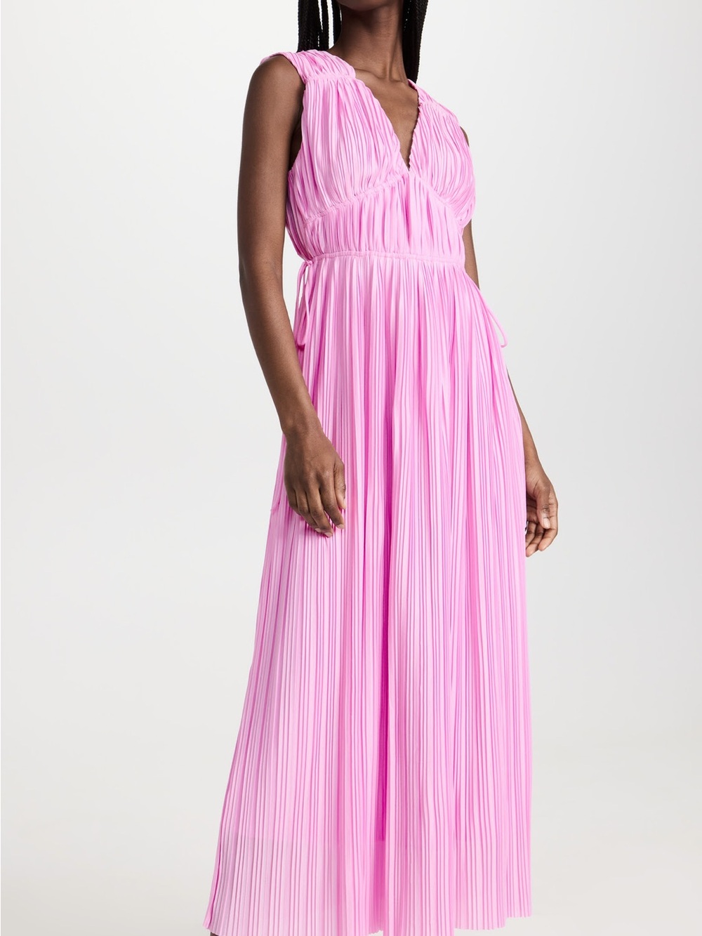 Endless Rose Pink Pleated V-Neck Maxi Dress Size S